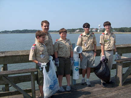 scouts on the pier